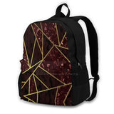 Red Mineral Stone Broken Lines Abstract Background Travel Laptop Bagpack