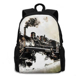 Vintage Steam Train 3D Print Backpack Casual Bag