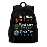 Plant More Trees Clean The Seas Backpack For Student School Laptop Travel Bag