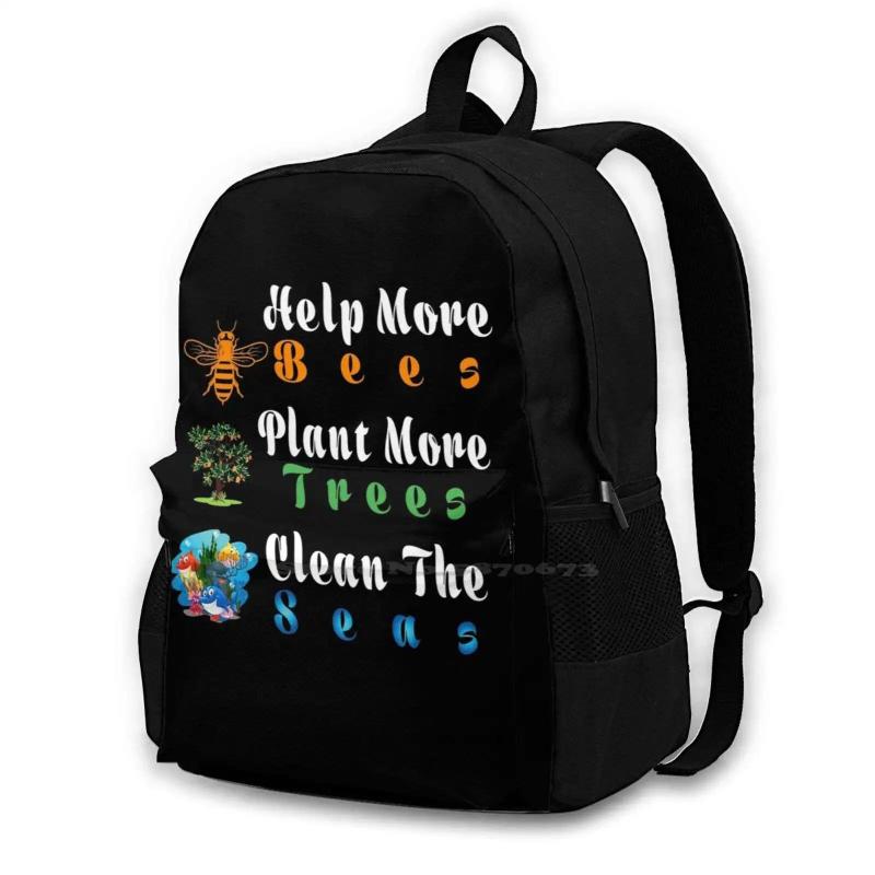 Plant More Trees Clean The Seas Backpack For Student School Laptop Travel Bag
