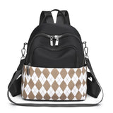 Oxford Woman Backpacks Casual High School Lattice Schoolbags Contrast Travel Sho