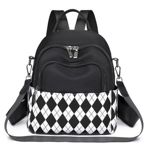 Oxford Woman Backpacks Casual High School Lattice Schoolbags Contrast Travel Sho
