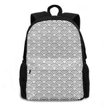 Japanese Silver Gray Backpack Geometric Pattern Schoolbag