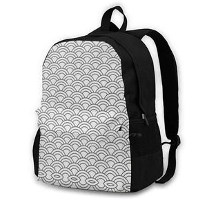 Japanese Silver Gray Backpack Geometric Pattern Schoolbag