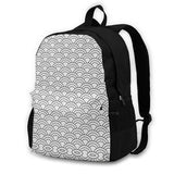 Japanese Silver Gray Backpack Geometric Pattern Schoolbag