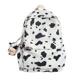 Striped Women Backpack Campus Students Schoolbag Female Cartoon Cow Print Daypac