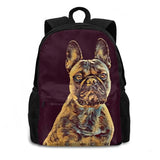 French Bulldog 001 - The Dark Animal Series Teen College Student Backpack