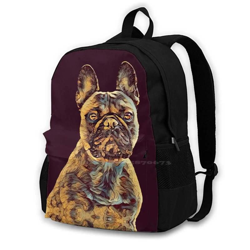 French Bulldog 001 - The Dark Animal Series Teen College Student Backpack