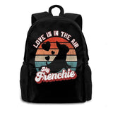 French Bulldog Love Is In The Air Backpack For Student School Laptop Travel Bag