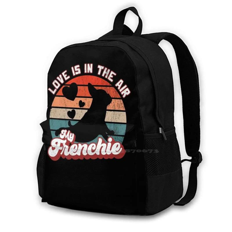 French Bulldog Love Is In The Air Backpack For Student School Laptop Travel Bag