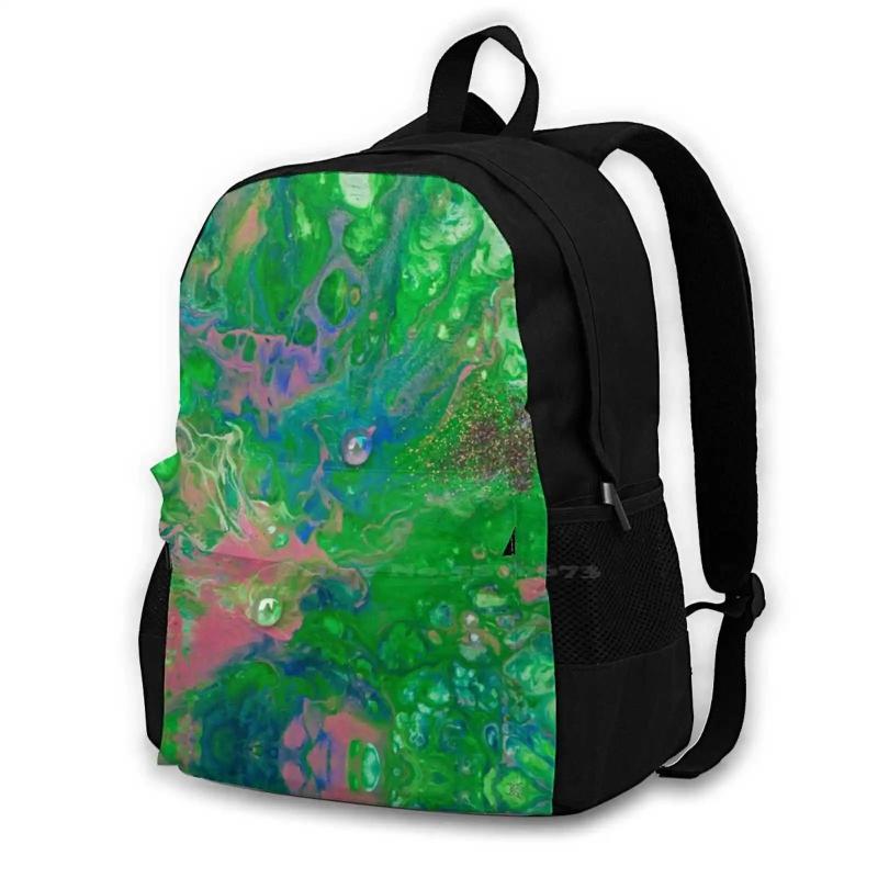 Liquid Acrylic Pattern Laptop Backpack with Glass Nuggets