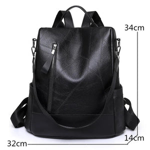Women Soft Leather Backpack Large Capacity School Bags for Girls
