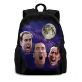 Three Cage Moon Backpack Laptop 15 Inch Fun Meme School Bag Big Capacity