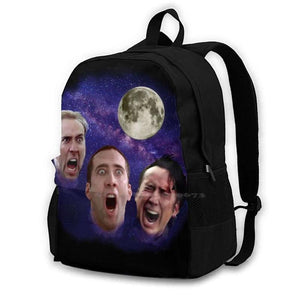 Three Cage Moon Backpack Laptop 15 Inch Fun Meme School Bag Big Capacity