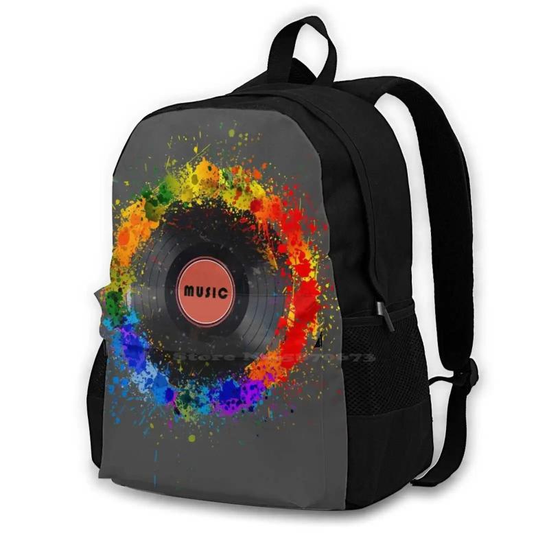 Colorful Vinyl Music 3D Print Backpack Casual Bag