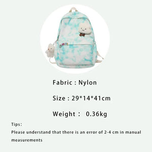 Tie-dye Gradient Woman's Backpacks Nylon Female Zipper School Bag