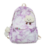 Tie-dye Gradient Woman's Backpacks Nylon Female Zipper School Bag