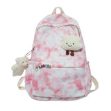 Tie-dye Gradient Woman's Backpacks Nylon Female Zipper School Bag