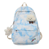 Tie-dye Gradient Woman's Backpacks Nylon Female Zipper School Bag