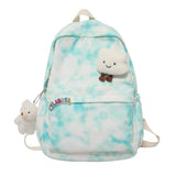 Tie-dye Gradient Woman's Backpacks Nylon Female Zipper School Bag