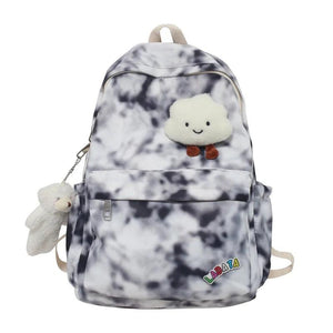 Tie-dye Gradient Woman's Backpacks Nylon Female Zipper School Bag