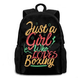 Just A Girl Who Loves Boxing Backpack School Laptop Travel Bag