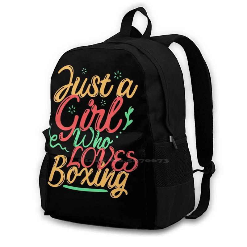 Just A Girl Who Loves Boxing Backpack School Laptop Travel Bag