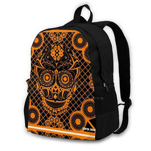 Orange Skull Ecopop Travel Laptop School Backpack Bag