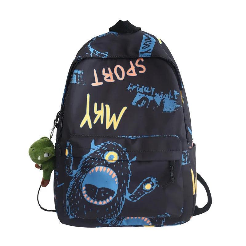 Nylon Graffiti Backpacks for Women Girls Teenagers