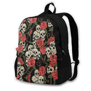 Calavera Dead Skull Laptop School Bag Pink Red