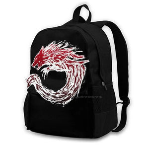 Inugami Clan Backpack Red Black Student School Laptop Travel Bag