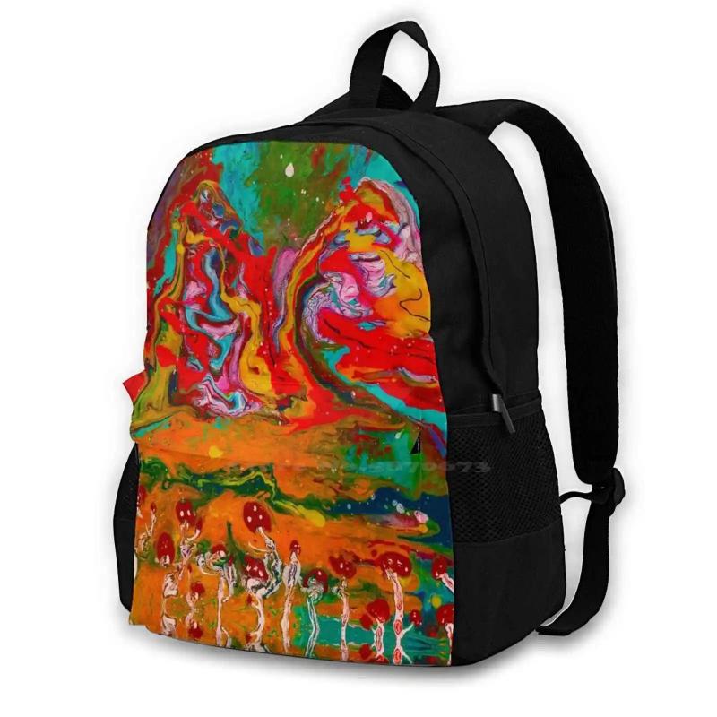 Psychedelic Mushroom Landscape Backpack School Laptop Travel Bag