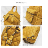 Girls Small Backpack Female Lingge Leather Backpack Purse Mini School Bags