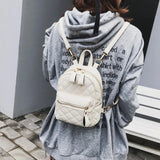 Girls Small Backpack Female Lingge Leather Backpack Purse Mini School Bags