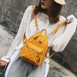 Girls Small Backpack Female Lingge Leather Backpack Purse Mini School Bags