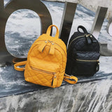 Girls Small Backpack Female Lingge Leather Backpack Purse Mini School Bags