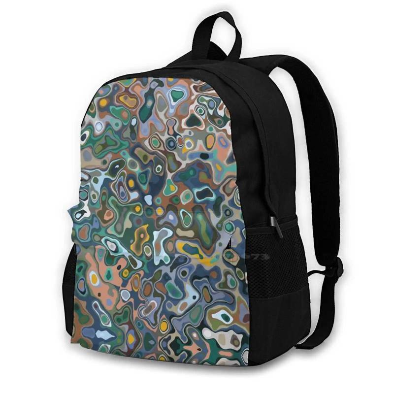 Liquid Pattern Green Colors School Bag Big Capacity Backpack Laptop 15 Inch