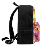 Colorful Liquid Pour Stained Glass Artwork Satchel Schoolbag Backpack