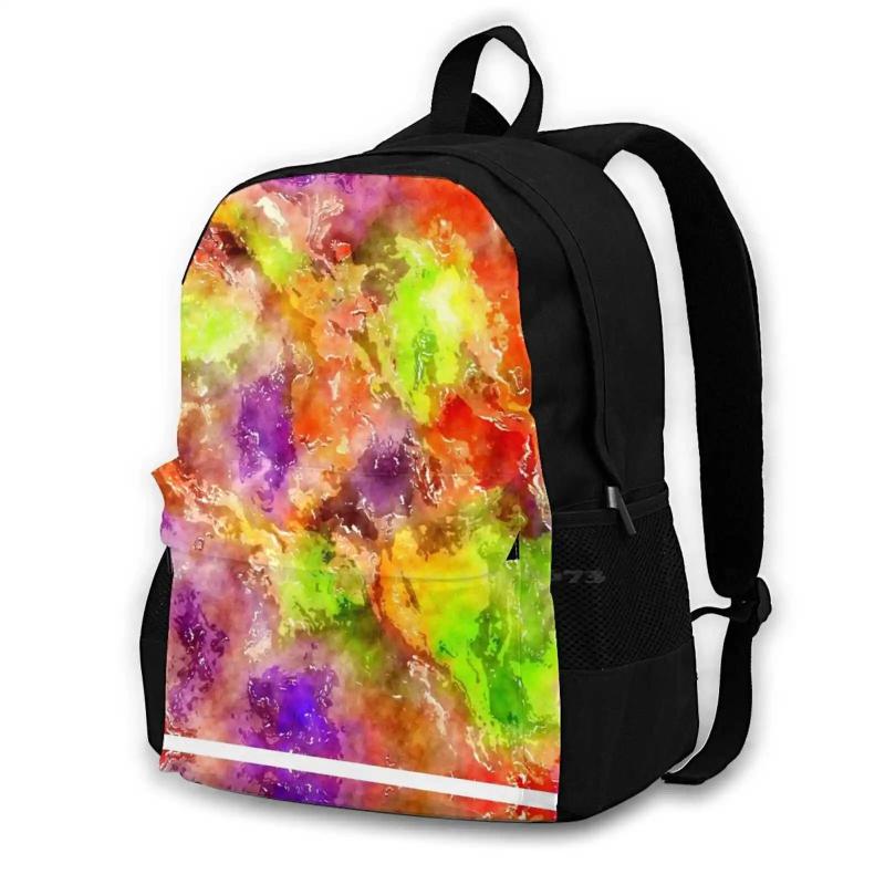 Colorful Liquid Pour Stained Glass Artwork Satchel Schoolbag Backpack
