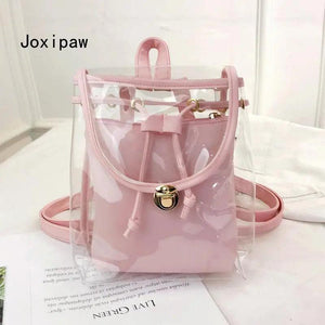 Clear PVC Backpack Women Drawstring School Bag