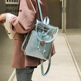 Clear PVC Backpack Women Drawstring School Bag