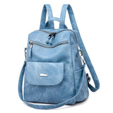 Vintage Leather Backpack Women Shoulder Bag