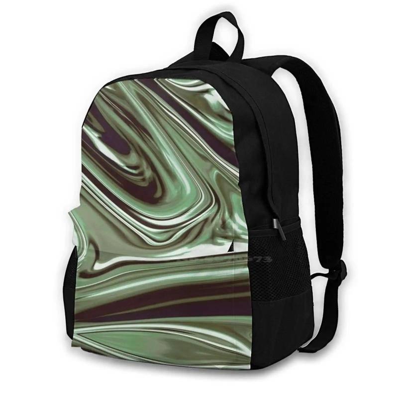 Liquid Metal Glossy Green Laptop Travel School Bags