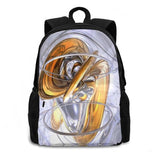 Daydreamers Abstract School Bag Backpack Laptop 15 Inch Glass 3D Silver Liquid