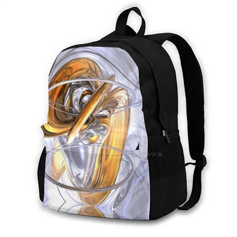 Daydreamers Abstract School Bag Backpack Laptop 15 Inch Glass 3D Silver Liquid