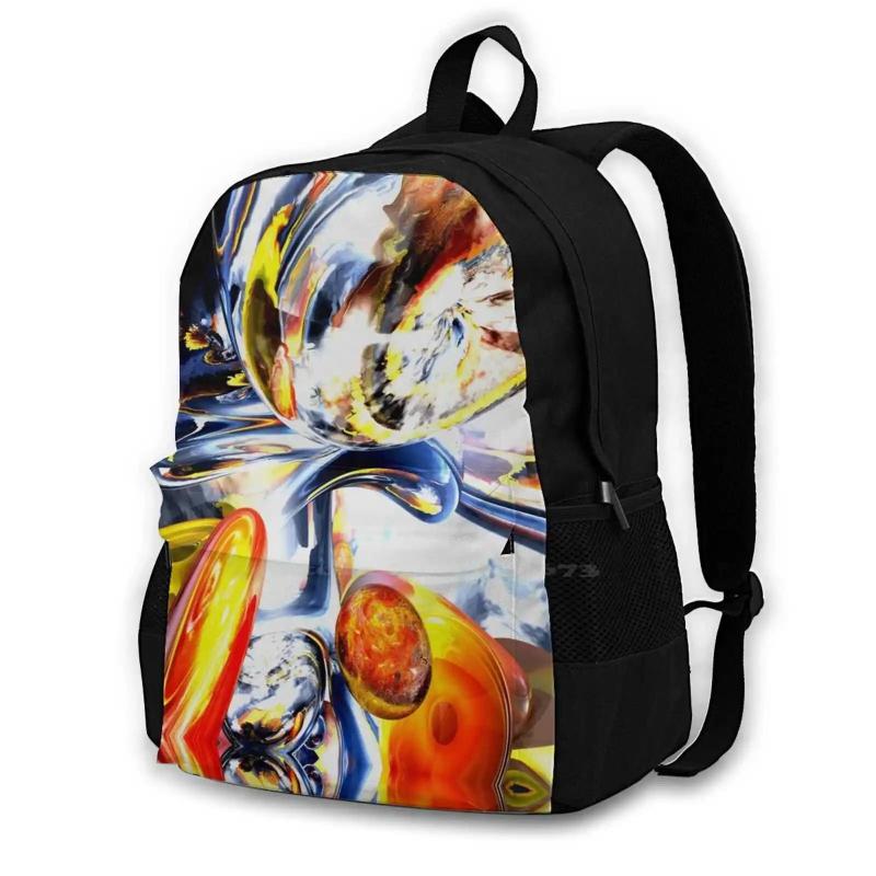 Abstract Backpack Student School Laptop Travel Bag 3D Abstract Rainbow