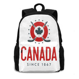 Canada 1867 School Bag Backpack Laptop 15 Inch Maple Leaf Hockey Sticks
