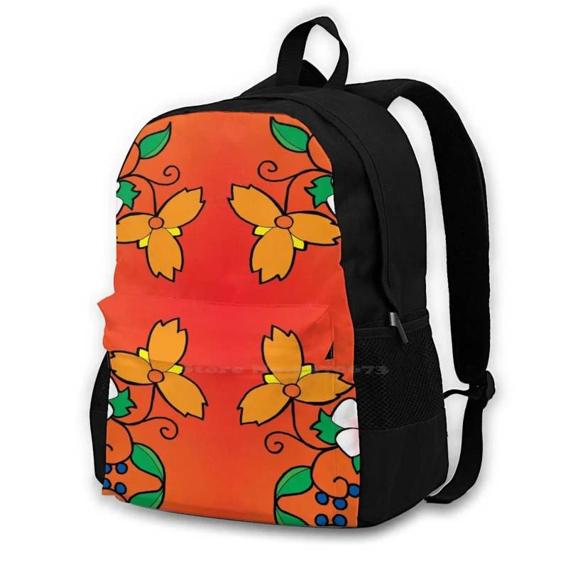 Floral Backpack Student School Laptop Travel Bag Spring Flowers Ojibwe