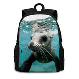Seal Ocean Wildlife School Bag Big Capacity Backpack Laptop 15 Inch