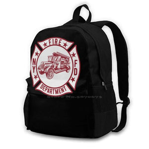 Vintage Fire Truck Patch Backpack for Men Women Girls Teenage